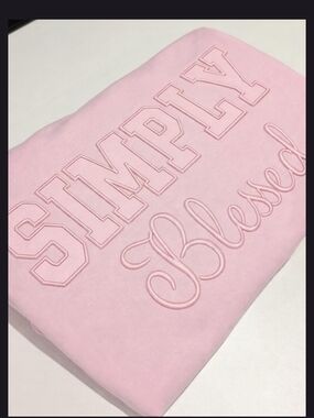 3D Embroidered Simply Blessed Pink T-Shirt